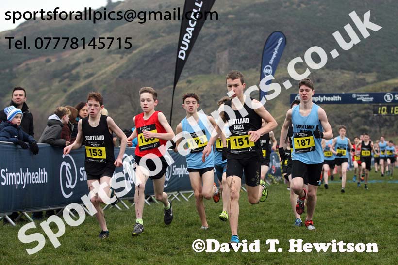 Inter District under-15 boys, 2018 Simplyhealth Great Edinburgh International XCountry. Photo: David T. Hewitson/Sports for All Pics
